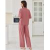 imageEkouaer Women Pajamas Set Button Down Sleepwear Short Sleeve Pjs Soft Comfy Nightwear with Long Pants SXXLOld Rose