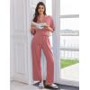 imageEkouaer Women Pajamas Set Button Down Sleepwear Short Sleeve Pjs Soft Comfy Nightwear with Long Pants SXXLOld Rose