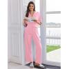 imageEkouaer Women Pajamas Set Button Down Sleepwear Short Sleeve Pjs Soft Comfy Nightwear with Long Pants SXXLPink