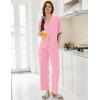 imageEkouaer Women Pajamas Set Button Down Sleepwear Short Sleeve Pjs Soft Comfy Nightwear with Long Pants SXXLPink