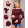 imageEkouaer Womens Maternity Shirts Boat Neck 3 Packs Pregnancy Tops Long Sleeve Tunic Tees Casual Blouse New Mama Clothes SXXLBlackDark RedLake Green