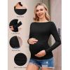 imageEkouaer Womens Maternity Shirts Boat Neck 3 Packs Pregnancy Tops Long Sleeve Tunic Tees Casual Blouse New Mama Clothes SXXLBlackDirty PinkArmy Green