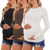 imageEkouaer Womens 3 Pack Long Sleeve Maternity Shirts Crew Neck Pregnancy Clothes Side Ruched Workout Tops Casual TShirt SXXL