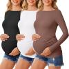 imageEkouaer Womens Maternity Shirts Boat Neck 3 Packs Pregnancy Tops Long Sleeve Tunic Tees Casual Blouse New Mama Clothes SXXLBlackWhiteBrown