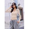 imageEkouaer Deep V Neck Shirts for Women Long Sleeve Thermal Tops Slim Fit Lightweight Undershirts Soft Low Cut Tees XSXXLBeige
