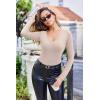 imageEkouaer Deep V Neck Shirts for Women Long Sleeve Thermal Tops Slim Fit Lightweight Undershirts Soft Low Cut Tees XSXXLBeige