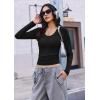 imageEkouaer Deep V Neck Shirts for Women Long Sleeve Thermal Tops Slim Fit Lightweight Undershirts Soft Low Cut Tees XSXXLBlack
