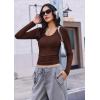 imageEkouaer Deep V Neck Shirts for Women Long Sleeve Thermal Tops Slim Fit Lightweight Undershirts Soft Low Cut Tees XSXXLBrown