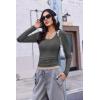 imageEkouaer Deep V Neck Shirts for Women Long Sleeve Thermal Tops Slim Fit Lightweight Undershirts Soft Low Cut Tees XSXXLLight Grey