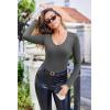 imageEkouaer Deep V Neck Shirts for Women Long Sleeve Thermal Tops Slim Fit Lightweight Undershirts Soft Low Cut Tees XSXXLLight Grey