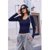 imageEkouaer Deep V Neck Shirts for Women Long Sleeve Thermal Tops Slim Fit Lightweight Undershirts Soft Low Cut Tees XSXXLNavy Blue