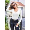 imageEkouaer Deep V Neck Shirts for Women Long Sleeve Thermal Tops Slim Fit Lightweight Undershirts Soft Low Cut Tees XSXXLWhtie