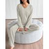 imageEkouaer Lounge Sets for Women Long Sleeve Knit Ribbed Pajama Sets 2 Piece Casual Loungewear with PocketsApricot