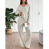 imageEkouaer Lounge Sets for Women Long Sleeve Knit Ribbed Pajama Sets 2 Piece Casual Loungewear with PocketsApricot