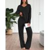 imageEkouaer Lounge Sets for Women Long Sleeve Knit Ribbed Pajama Sets 2 Piece Casual Loungewear with PocketsBlack