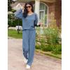 imageEkouaer Lounge Sets for Women Long Sleeve Knit Ribbed Pajama Sets 2 Piece Casual Loungewear with PocketsCaptains Blue