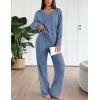 imageEkouaer Lounge Sets for Women Long Sleeve Knit Ribbed Pajama Sets 2 Piece Casual Loungewear with PocketsCaptains Blue