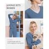 imageEkouaer Lounge Sets for Women Long Sleeve Knit Ribbed Pajama Sets 2 Piece Casual Loungewear with PocketsCaptains Blue