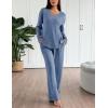 imageEkouaer Lounge Sets for Women Long Sleeve Knit Ribbed Pajama Sets 2 Piece Casual Loungewear with PocketsCaptains Blue