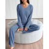 imageEkouaer Lounge Sets for Women Long Sleeve Knit Ribbed Pajama Sets 2 Piece Casual Loungewear with PocketsCaptains Blue