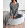 imageEkouaer Lounge Sets for Women Long Sleeve Knit Ribbed Pajama Sets 2 Piece Casual Loungewear with PocketsDark Gray