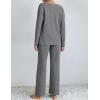 imageEkouaer Lounge Sets for Women Long Sleeve Knit Ribbed Pajama Sets 2 Piece Casual Loungewear with PocketsDark Gray