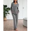 imageEkouaer Lounge Sets for Women Long Sleeve Knit Ribbed Pajama Sets 2 Piece Casual Loungewear with PocketsDark Gray
