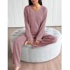 imageEkouaer Lounge Sets for Women Long Sleeve Knit Ribbed Pajama Sets 2 Piece Casual Loungewear with PocketsDusty Rose
