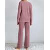imageEkouaer Lounge Sets for Women Long Sleeve Knit Ribbed Pajama Sets 2 Piece Casual Loungewear with PocketsDusty Rose