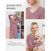 imageEkouaer Lounge Sets for Women Long Sleeve Knit Ribbed Pajama Sets 2 Piece Casual Loungewear with PocketsDusty Rose