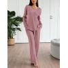 imageEkouaer Lounge Sets for Women Long Sleeve Knit Ribbed Pajama Sets 2 Piece Casual Loungewear with PocketsDusty Rose