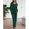imageEkouaer Lounge Sets for Women Long Sleeve Knit Ribbed Pajama Sets 2 Piece Casual Loungewear with PocketsGreen