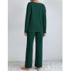 imageEkouaer Lounge Sets for Women Long Sleeve Knit Ribbed Pajama Sets 2 Piece Casual Loungewear with PocketsGreen