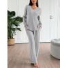 imageEkouaer Lounge Sets for Women Long Sleeve Knit Ribbed Pajama Sets 2 Piece Casual Loungewear with PocketsLight Gray