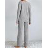 imageEkouaer Lounge Sets for Women Long Sleeve Knit Ribbed Pajama Sets 2 Piece Casual Loungewear with PocketsLight Gray