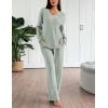imageEkouaer Lounge Sets for Women Long Sleeve Knit Ribbed Pajama Sets 2 Piece Casual Loungewear with PocketsLight Green