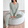 imageEkouaer Lounge Sets for Women Long Sleeve Knit Ribbed Pajama Sets 2 Piece Casual Loungewear with PocketsLight Green