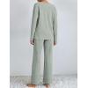 imageEkouaer Lounge Sets for Women Long Sleeve Knit Ribbed Pajama Sets 2 Piece Casual Loungewear with PocketsLight Green