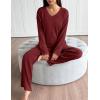 imageEkouaer Lounge Sets for Women Long Sleeve Knit Ribbed Pajama Sets 2 Piece Casual Loungewear with PocketsRed