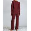 imageEkouaer Lounge Sets for Women Long Sleeve Knit Ribbed Pajama Sets 2 Piece Casual Loungewear with PocketsRed