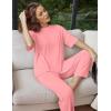 imageEkouaer Lounge Sets for Women Short Sleeve Tops and Long Pants Soft Comfy Pajamas Set 2 Piece Outfits SXXLDeep Pink