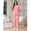 imageEkouaer Lounge Sets for Women Short Sleeve Tops and Long Pants Soft Comfy Pajamas Set 2 Piece Outfits SXXLDeep Pink