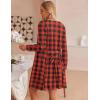 imageEkouaer Womens 3 Piece Waffle Knit Lounge Set Soft Pajama Sets Tank Top and Shorts Cardigan with Pockets SXXLBlack and Red Plaid