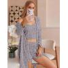 imageEkouaer Womens 3 Piece Waffle Knit Lounge Set Soft Pajama Sets Tank Top and Shorts Cardigan with Pockets SXXLPink Flower