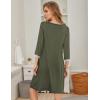 imageEkouaer Womens Pleated Nightgown Soft Sleep Shirt 34 Sleeve Pajama Dress Scoopneck Sleep Tee Nightshirt Sleepwear S3XLArmy Green