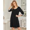 imageEkouaer Womens Pleated Nightgown Soft Sleep Shirt 34 Sleeve Pajama Dress Scoopneck Sleep Tee Nightshirt Sleepwear S3XLBlack