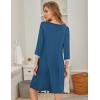 imageEkouaer Womens Pleated Nightgown Soft Sleep Shirt 34 Sleeve Pajama Dress Scoopneck Sleep Tee Nightshirt Sleepwear S3XLBlue Green