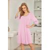 imageEkouaer Womens Pleated Nightgown Soft Sleep Shirt 34 Sleeve Pajama Dress Scoopneck Sleep Tee Nightshirt Sleepwear S3XLDark Pink
