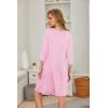 imageEkouaer Womens Pleated Nightgown Soft Sleep Shirt 34 Sleeve Pajama Dress Scoopneck Sleep Tee Nightshirt Sleepwear S3XLDark Pink