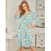 imageEkouaer Womens Pleated Nightgown Soft Sleep Shirt 34 Sleeve Pajama Dress Scoopneck Sleep Tee Nightshirt Sleepwear S3XLFloral Green